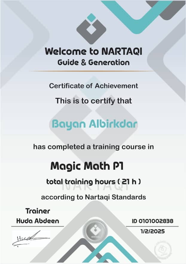 Certificate for Bayan Albirkdar
